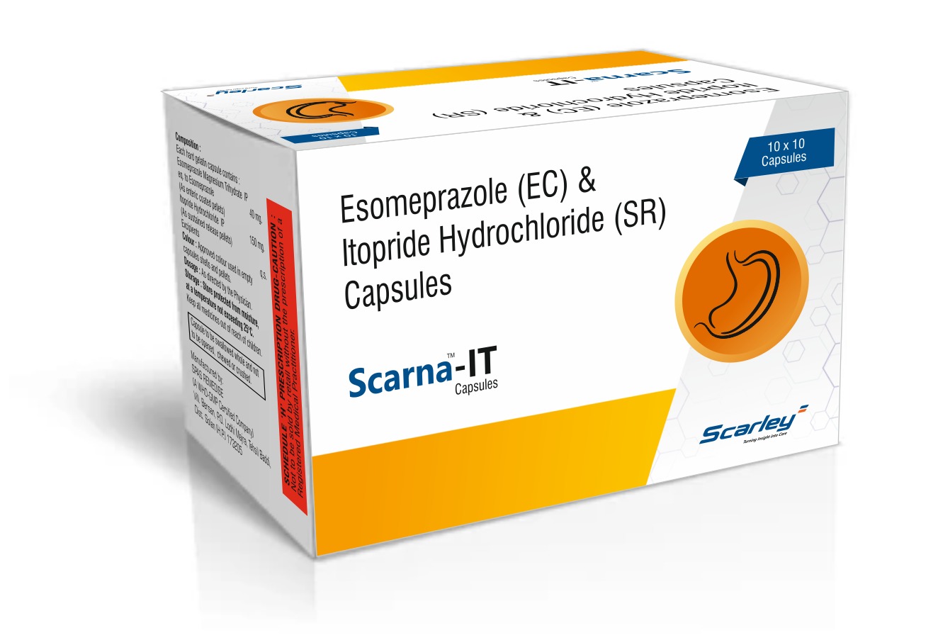 Scarna-IT Capsules pack — Esomeprazole (EC) and Itopride Hydrochloride (SR) Capsules.